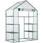 Rootz Film Greenhouse - Walk-in Trädgårdsbod - Tomatväxthus - Kallram med 6 hyllor - Stål - PVC-plast - Transparent - 142 x 73 x 195 cm