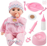 Toy Chois 16" Baby Doll Pink - Crying Talking Soft Baby Dolls for 2+ Year Old
