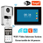 Visiophone TUYA WiFi 1080P 10" Ecran Tactile Application Intelligente pour Système de Contrôle d'Accès RFID avec Carte SD 64 Go