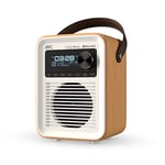 DAB, DAB+ & FM Radio with Bluetooth, USB & Micro SD Card | Mains and Builtin Battery Powered Portable Digital Radio | Arc Audio One - Oak