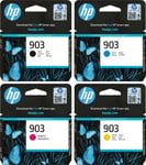 HP 903 Ink Genuine Standard Combo Bundle 4 Set Ink Cartridges Officejet Pro 6960