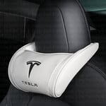 Läder bil nackstöd för Tesla Model 3 XSY 2022 Ländryggskudde Resenackstöd Tesla Model Y 2023 Tillbehör Bilinredning white headrest