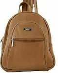 Ladies Genuine Tan Leather Backpack with Adjustable Straps Grab Handle 7448