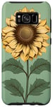 Galaxy S8+ Aesthetic Sunflower Line Art Minimalistic Sage Green Case