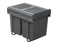 Handle & Home 40 Litre Capacity Dark Grey Base Mounted Bin for 400mm Cabinet (1x20L + 2x10L)
