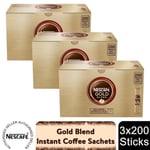 Nescafe Gold Blend Instant Coffee 600 Sachets Rich Aroma & Smooth Taste, 3 Pack