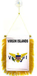 AZ FLAG - Fanion IIes Vierges des Etats-Unis pour Décoration Voiture avec Ventouse et Franges Dorées - Mini Drapeau Américain - 13x10 cm
