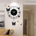 FF&XX Non Ticking Silent Quartz Wall Clock With Pendulum For Bedroom Kitchen,Metal Round Wall Clocks,Butterfly Pendulum Wall Clock-A 35x51cm(14x20inch)