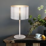 Globo - Lampe de table lampe de chevet argentée lampe de bureau ronde, abat-jour de lecture aspect métallique, nickel métallique, 1x douille E14, DxH