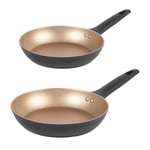 Russell Hobbs Frying Pan Set 2 Piece Non-Stick Induction Cookware 24/28cm Gold
