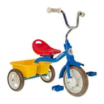 Italtrike - Tricycle Transporter - 10 Pouces - avec Benne - Selle avec Dossier, Réglable 3 Positions - Dès 2 Ans - Look Vintage - Couleur Bleu