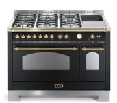 Spis - Dolce Vita 120 cm (2 ugnar) (Svart/Mässing) Gas/Induktion