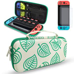 DLseego Carrying Case for Nintendo Switch2017, Protection Case with 2 Screen Protectors +10 Game Cartridges Hardshell Turquoise Sires for Switch Console& Accessories – Animal Crossing