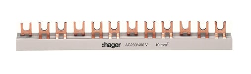 Hager KDN363B Fasskena 3-pol, 10 kV, gaffel 57 moduler/1 m