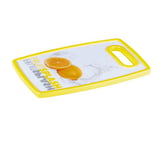 Chopping Board Small Plastic Kitchen Cutting Board with Easy-Grip Handle Reversible Food Prep Fruit Vegetables Bread Dishwasher Safe, Printed, White, 25 x 16cm (Lemon (Yellow))