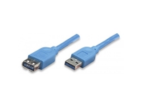 Techly 1.0m USB 3.0 A M/F, 1 m, USB A, USB A, USB 3.2 Gen 1 (3.1 Gen 1), Hane/Hona, Blå