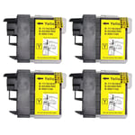 4 Yellow Ink Cartridges to replace Brother LC980Y & LC1100Y non-OEM / Compatible