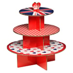 3 Tier I Love UK Cupcake Muffin Food Cake Stand Birthday Decoration Tea Party