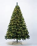 Sapin de Noël Artificiel Lumineux, Uten 210cm Arbre de Noël Vert Décoration Fêtes de Noël avec Support en Métal 1000 Branches avec des Lumineuses