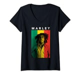 Womens Bob Marley Official Rasta Fade Legend Photo V-Neck T-Shirt