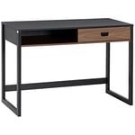 HOMCOM Bureau Informatique Design Industriel Grand Plateau avec tiroir et étagère en Panneaux de Particules 110 x 50 x 76 cm Aspect Noyer et Noir