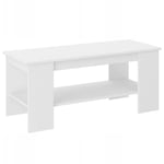 HUCOCO Vienna - Table basse rectangulaire style contemporain scandinave pour salon séjour bureau 120x50x45 Avec étagère Blanc