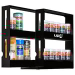 UPP étagère à épices Extensible en Plastique I 2 tiroirs pivotables I Petit Meuble de Rangement I Accessoire pour la Cuisine et Salle de Bain I 27,5 x 10,5 x 28 cm I Noir