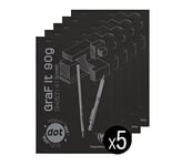 Clairefontaine 96844C - Bloc Agrafé GraF'it - 80 Feuilles Papier Dessin Croquis - Réglure pointillés DOT - Feuilles Détachables - A4 21x29,7 cm 90g - Couverture Noire - Paquet de 5 Blocs