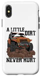 Coque pour iPhone X/XS Vintage A Little Dirt Never Hurt, voiture tout-terrain, camion, 4x4, boue