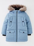 Boys, Mini V by Very Premium Padded Parka - Blue, Blue, Size Age: 4-5 Years