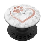 PopSockets Rose pink dog and cat paw with heart on white phone grip PopSockets PopGrip: Swappable Grip for Phones & Tablets