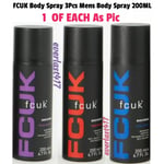 FCUK Body Spray 3Pcs Mens Trio Set Body Spray 200ML Each ( Urban,Vintage,Sport )