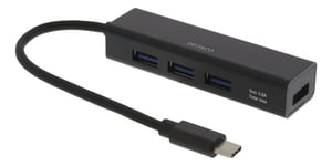DELTACO USB C 3.1 HUB 4port Black