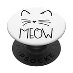 PopSockets Cat Face Meow Fur Pet Lovers Design on White PopSockets PopGrip: Swappable Grip for Phones & Tablets