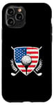 Coque pour iPhone 11 Pro Golfeur drapeau américain joueur de balle de golf Patriot 4 juillet