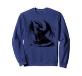 cool fierce black Asian dragon mythical animal clip art Sweatshirt