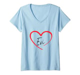 Womens Evi I Heart Evi I Love Evi Custom V-Neck T-Shirt