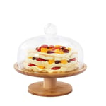 Pastry storage tray Party Cake Stand, Restaurant Hotel Fruit Tray Wooden Base With Glass Cover Cheese Board Cake Plate Set Dried fruit tasting plate (Size : 20 * 20 * 25cm)