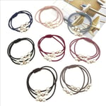 5 Pcs Fashion Pearl Woman Hair Jewelry Knotted Rubber Band Head One Size