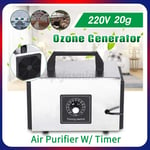 20g/h 220V Ozone Generator Machine Disinfection Air Purifier W/ Timer UK plug