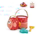 Hape - Strandkit m. väska + hopfällbar hink, 4 delar