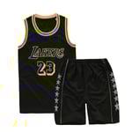 Lakers #23 Lebron James Jersey No.23 Basket Uniform Set Barn / Black M (130-140cm)