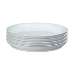 Denby - White Speckle Dinner Plates Set of 4 - White, Neutral Patterned Coupe Dishwasher and Microwave Safe Crockery 26cm - Glazed Ceramic Stoneware Tableware - Chip & Crack Resistant