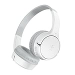 Belkin SoundForm Mini Kids Wireless Headphones with Built in Microphone,EarHeadsets Girls and Boys For Online Learning, School,Travel Compatible with iPhones, iPads, Galaxy and more - White