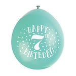 Unique Party 56041 - Ballons de Baudruche - 23 cm - Happy 7th Birthday - Assortiment de 10