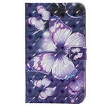 JIan Ying for Samsung Galaxy Tab A6 7.0" SM-T280 T285 Tablet Case, 3D PU Leather Flip Protective Cover with Auto Sleep/Wake Function - Violet butterflies