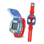 VTech - Disney Junior, La Montre-Jeu Interactive de Spidey, Montre Enfant à Clapet, Écran Animé, Bracelet Souple, 9 Cadrans, 4 Jeux Éducatifs, Cadeau Enfant de 3 Ans à 7 Ans - Contenu en Français