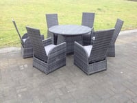 Outdoor Wicker Rattan Garden Furniture Reclining Chair And Table Dining Sets 6 Seater Round Table