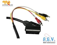 RCA SCART cable with 3 RCA audio video plugs 1.5 m switchable IN-OUT TV AV DVD MKC