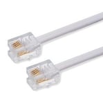 World of Data® - 5m ADSL Cable - Premium Quality / Gold Plated Contact Pins / High Speed Internet Broadband / Router or Modem to RJ11 Phone Socket or Microfilter / White